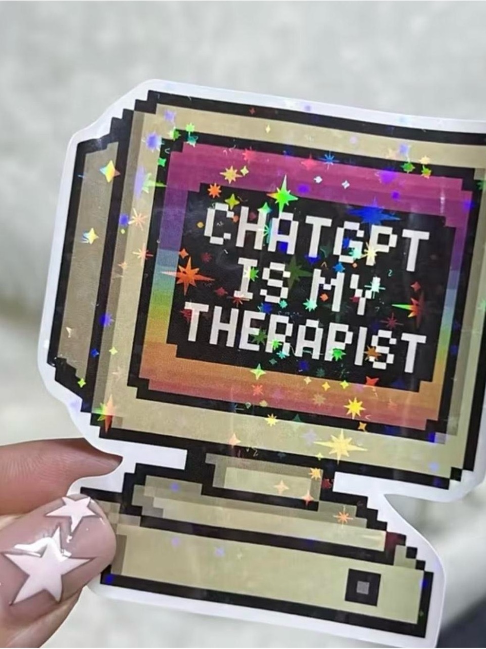 Holographic Retro Computer Sticker